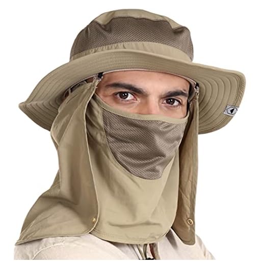 Tough Headwear Men's Sun Hat with Neck Flap - Wide Brim Hat w/UV Protection, Sun Protection Outdoor Hat, Landscaper Hat