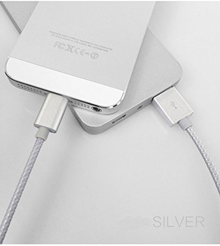 JOTO 10ft Lightning Cable Compatible with iPhone 13 Pro Max 13 Mini 12 11 XS XR X8 7 + SE 2020, iPad 10.2 9.7 Pro 10.5 12.9, [Heavy Duty Nylon Braided] Lightning Cable Data Sync Charge Cable -Silver