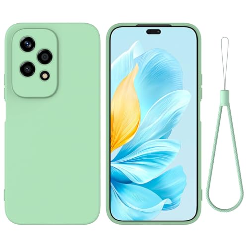 Nikaque Phone Case For Honor 200 Lite 5G Liquid Silicone Case, Slim Fit Protective Shockproof Bumper Soft Gel Rubber Cover, Green