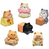 Mini figuras de gato, Doyomtoy Animales, Juego de adornos de gato, decoración para tartas, para mesa, dormitorio, salón, 6 unidades