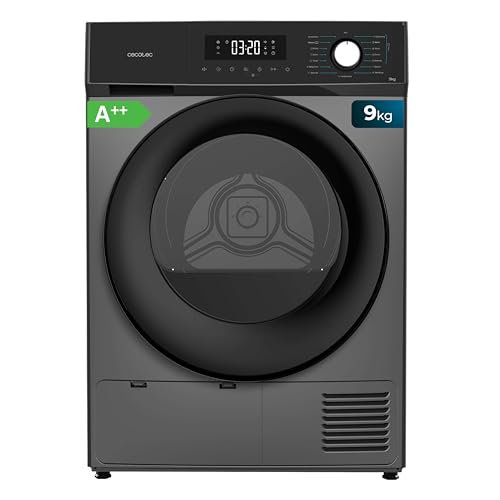 Cecotec Secadora Bomba de Calor 9Kg Carga Frontal Bolero Dresscode Dry 9300 Steel. 15 Programas, Bajo Consumo, Secado Automático, Planchado Fácil, Stop&Go, Función Silence, Delay Start, Acero