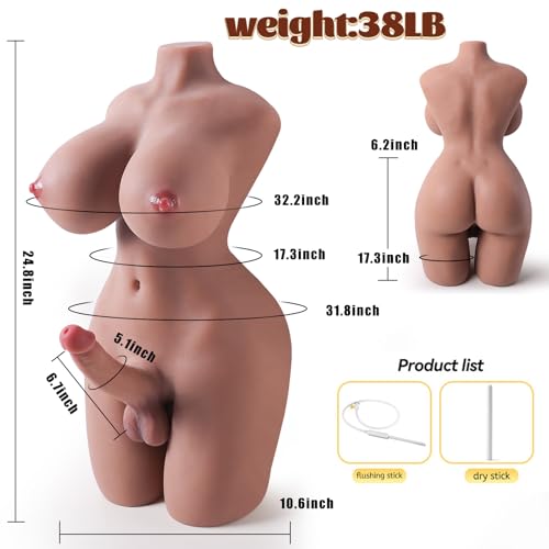Image of Shemale Sex Doll Torso Male Masturbators with Big Breasts and Huge Dildo, Full Size Sex Doll with Hard Cock and Tight Anal, Realistic Sex Toys with Penis for Women Men Gay Couple 38 LB Adult Toys