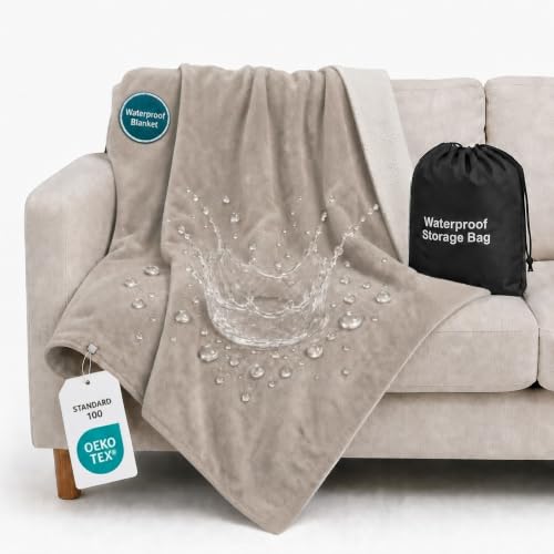 Waterproof Blanket for Bed Couch Sofa, Fleece Throw Blanket (40x60)