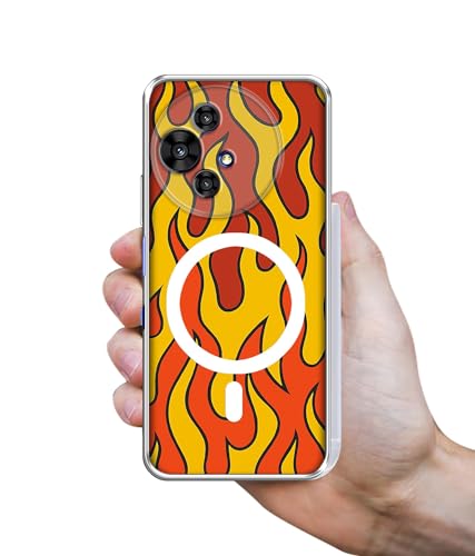 Image of Case Cover for Alcatel V3 Ultra 5G Blazing Flames Magnetic Ring Design (Not Magnetic Compatible) | UV Printed Soft TPU Shockproof Back Case for Alcatel V3 Ultra 5G