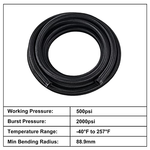 Evil Energy 8An Fuel Line Kit,An8 Braided Nylon Fuel Hose Cpe 10Ft Black #TOP1