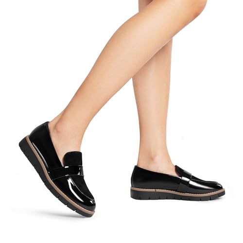 DREAM PAIRS Women's Loafers, Slip-On Business Casual Work Shoes,Size 10,Black-Pat,DWUMLS2506