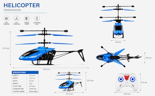 Image of Remote Control Gravity Sensor Helicopter Toy, with Shock Detection Auto Power Off, USB Charging, for Kids (Blue)