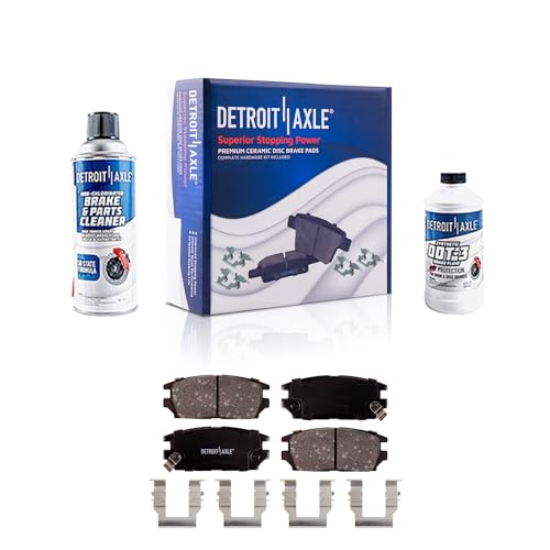 Image of Detroit Axle - Rear Brake Pads for Mitsubishi 3000GT Galant Diamante Eclipse Eagle Talon Dodge Stealth, Ceramic Brake Pads w /Hardware Replacement