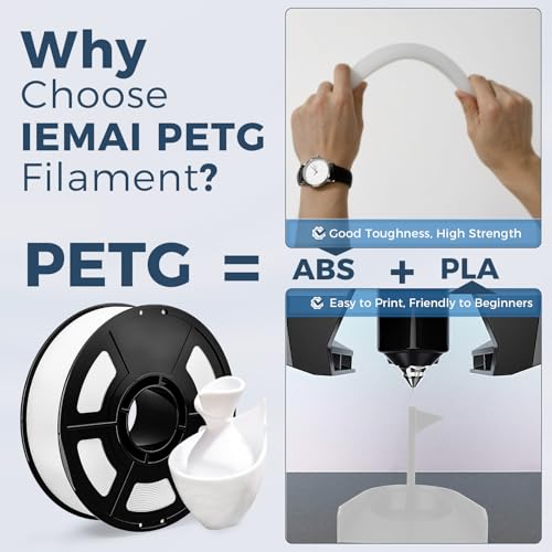 Image of IEMAI PETG Filament 1.75mm Bundle 4KG White, 3D Printer Filament 30-300mm /s Printing Compatible with Bambu Lab, AMS, AMS Lite, Dimensional Accuracy + /- 0.02mm