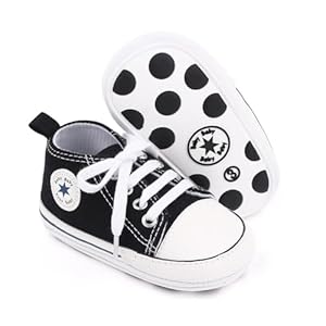 Unisex Baby Boys Girls Shoes, Newborn Infant Non-Slip Canvas Denim High Top Sneakers, Toddler First Walkers Shoes