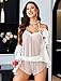 Avidlove Sexy Pajama Set for Women Floral Lace Lingerie Set Sheer Sleepwear See Through Cami Shorts 2 Piece White Medium