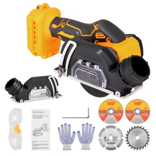 Cordless Mini Angle Grinder Compatible with Dewalt 20V Battery, 20000RPM 76mm Power Cordless Angle Grinder Tool with 2 Grinding Discs, 2 Cutting Discs, Dust Shield, Gloves and Goggles (No Battery) - Image 8
