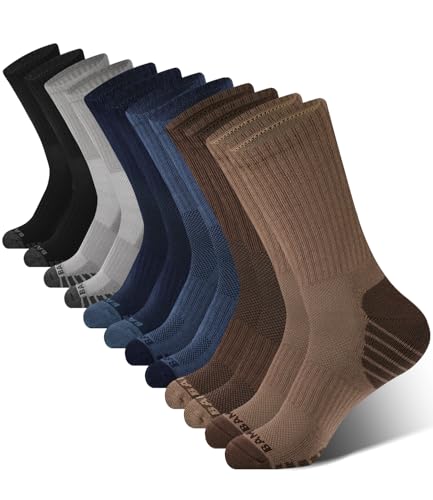 BAMBOO COOL Men's Crew Socks Athletic Running Sports Socks, Cushioned