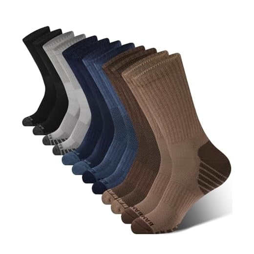 BAMBOO COOL Men's Crew Socks Athletic Cushioned Moisture Wicking 6 Pairs