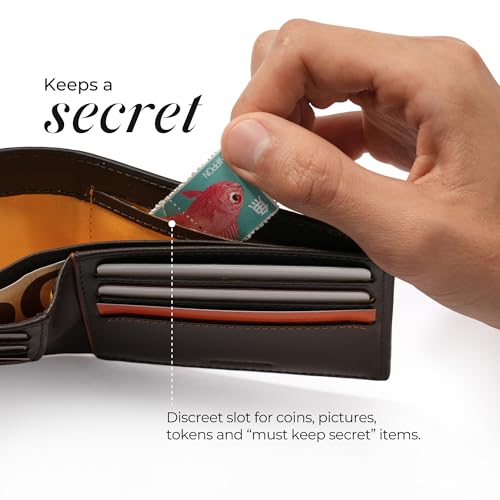 Image of MOKOBARA Stash Bifold Wallet for Men | Geometric Textured | Genuine Leather | RFID Protected | Holds Up to 12 Cards | Double Currency Compartment | Ka-Ching (Brown)