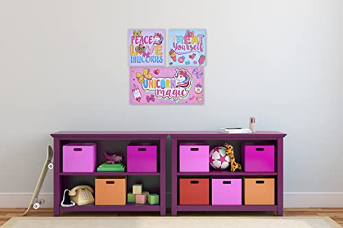Jojo Siwa Peace, Love & Unicorn Quotes On A Canvas Wall Art Decor Poster | Kids Tv Show Artwork For Little Girls Playroom & Nursery Walls | 24X24 3Pc Childrens Posters & Girl Decorations For Bedroom #TOP2