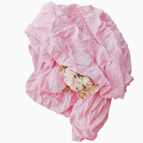 Image of Muslin Newborn Baby Swaddle Blanket 43.5 x 47 inches(110x120cm) Unisex Swaddling Wrap Soft Silky Muslin Swaddle Blankets Neutral Receiving Blanket for Newborn Babies Boys and Girls Large Pink