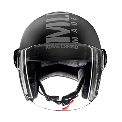 Image of Royal Enfield Open Face MLG Helmet with Clear Visor Matt Black & Grey, Size: XL(61-62cm)