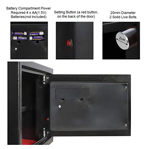 image for Lovndi Security Lock Box with Keypad, 0.5 Cubic Feet Digital Safe Box 