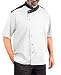 KNG Lightweight Uptown Snap Front Chef Coat, White with Black Accent, L
