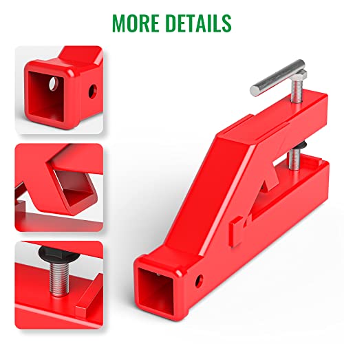 Rbhauto Red Tractor Clamp On Trailer Hitch 2" Ball Mount Receiver, New Upgrade Forklift Bucket Trailer Hitch Attachment, Adapter Compatible With Kubota Deere Bobcat Front Bucket Accessories #TOP4