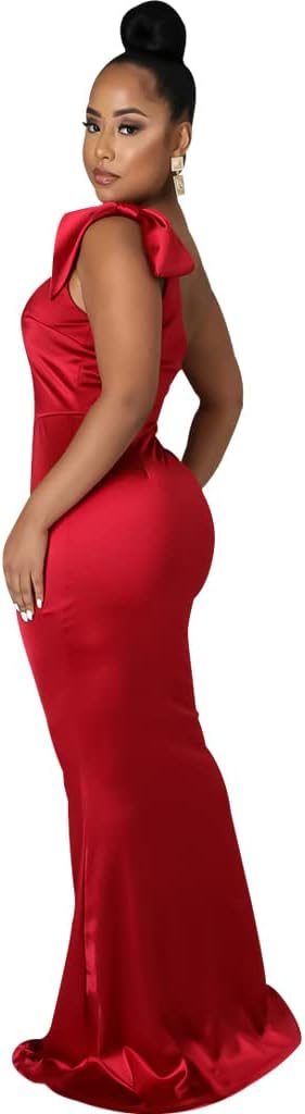 FairyLove Women's One Shoulder Sleeveless Formal Ruched Bodycon Fashion Dress Belted Cocktail Dresses - Image 2