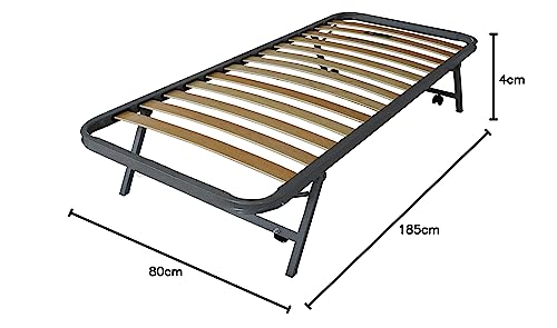 Somnus Sana - Rete Estraibile Salvaspazio A Scomparsa Sotto Letto In Ferro Con Piedi Reclinabili Doghe In Legno Cm 80X185 Per Materasso Da Una Piazza 80 X 185 - 2