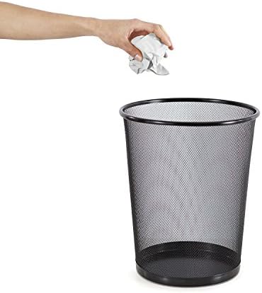 Rohi Mesh Circular Bin - Lightweight Wastebasket for Bathrooms, Kitchens, Home Offices, Dorm Rooms (Black)