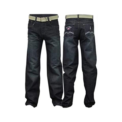 Style Spot Boys Black Jeans with Belt Cover