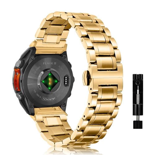 MiKoyi 26mm QuickFit ���^���X�g���b�v Garmin Tactix 8 51mm/Fenix 8 51mm / 7X / 6X / 5X�ɑΉ� �������X�e�����X�X�`�[���o���h ���߉\�Ȍ����p�X�g���b�v Garmin Enduro 3�p