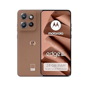 Motorola edge50 neo Smartphone (6,36"-Super-HD-Display, 50-MP-Kamera mit Moto-KI, 8/256 GB, 4310 mAh, Android 14) Mocha Mousse (Veganes Kunstleder), inkl. Schutzcover