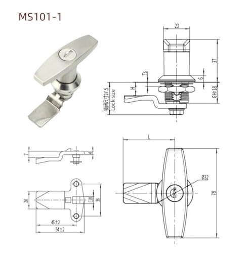 Serrure à languette rotative de type T acier inoxydable 304 - 8