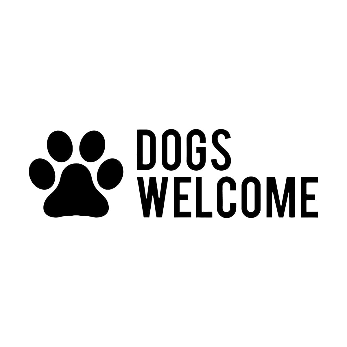 Dogs Welcome Sticker Print Store Business Pet Sign Vinyl Decal for Door Window Wall etc Removable Cafe Poster Small - 13x42cm
