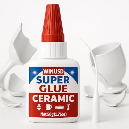 WINUSD 50g Ceramic Super Glue Adhesive - Instant Repair for Porcelain, Pottery, Dishes & Tiles | Waterproof, High Resistant | Strong Bond for Kitchen Sink, Bathroom, DIY Crafts & Home Decor Fixes​