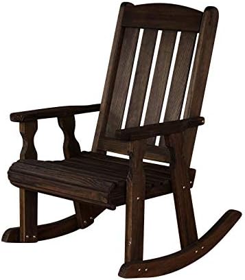 Amish Heavy Duty 600 Lb Mission Pressure Treated Rocking Chair (Dark Walnut Stain)