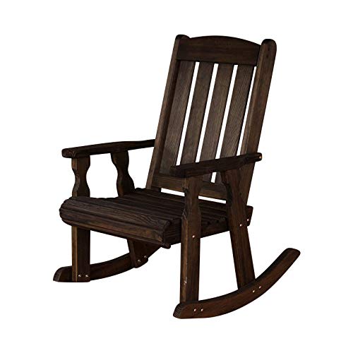 Amish Heavy Duty 600 Lb Mission Pressure Treated Rocking Chair (Dark Walnut Stain) #TOP1