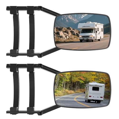 Lot de 2 rétroviseurs universels pour caravane, extension de rétroviseur droit et gauche, double rétroviseur latéral de voiture, rétroviseur de remorque pour caravane et caravane, pivotants et