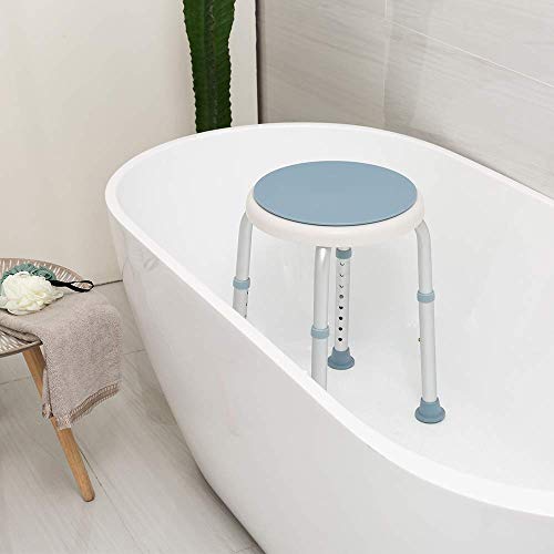 OasisSpace 360 Degree Rotating Shower Chair, Tool Free Adjustable Shower Stool Tub Chair and Bathtub Seat Bench with Anti-Slip Rubber Tips for Safety and Stability - Thumbnail 6