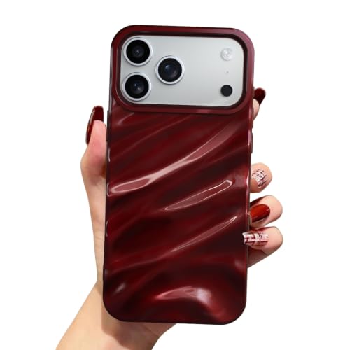 Coque iPhone 17 Pro Max silicone souple évite chutes design vague bordeaux