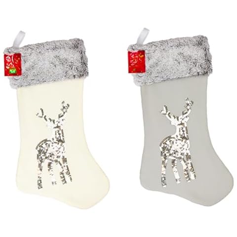 AKEDE Christmas Stocking - 18" Large Christmas Stockings Reindeer Xmas Stockings Cover