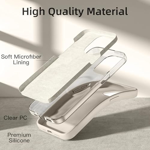 Image of M Cart Liquid Silicon case for iPhone 14 Pro Max, Soft TPU Shockproof Scratch Resistant Slim Thin Protective Cover (Stone Grey)