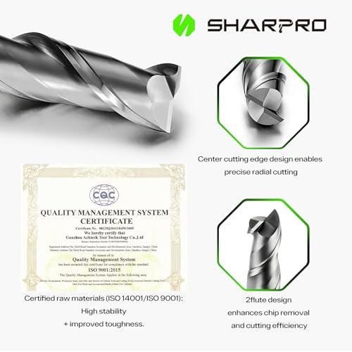 Image of 1 /4 End Mills 1 /4 Inch Shank, 2 Flute Carbide Square Endmill with AlCrN Coated, Upcut Spiral CNC Router Bits for Alloy Steel, Metal and Stainless Steel(3 PCS)