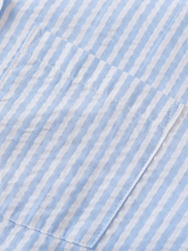 Image of Latuza Women's Cotton Long Sleeve Pajama Set Seersucker Button Down Pj Set