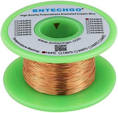 BNTECHGO 30 AWG Magnet Wire - Enameled Copper Wire - Enameled Magnet Winding Wire - 4 oz - 0.0098" Diameter 1 Spool Coil Natural Temperature Rating 155℃ Widely Used for Transformers Inductors