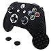 Pandaren® TACHONADO cubierta de silicona Fundas protectores antideslizante para Xbox One S, Xbox One X Mando x 1 (negro) + Thumb grips x 2
