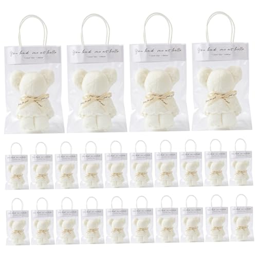 Serviette ours blanc velours corail lot de 24 pour eviter les cadeaux invites inutiles