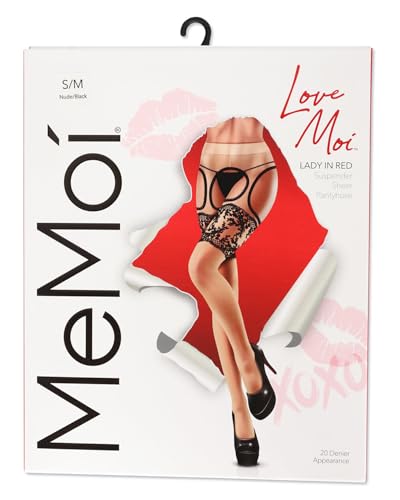 Image of Women's Lady In Red Suspender 20 Denier Sheer Pantyhose