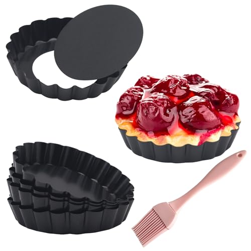Urxirha 6 Pack Mini Fluted Tart Pans 4 Inch with