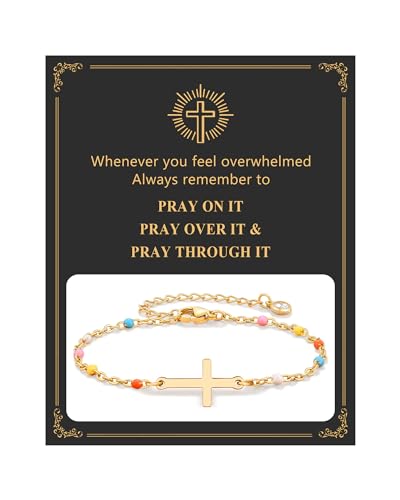 Image of Cross Bracelet Christian Gifts for Women Girls Easter Confirmation Baptism Gifts
