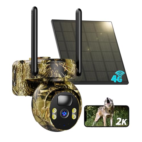 SEHMUA Fototrappola con SIM e Pannello Solare, Fototrappola Notturna 4G, Telecamera con SIM 4g da...